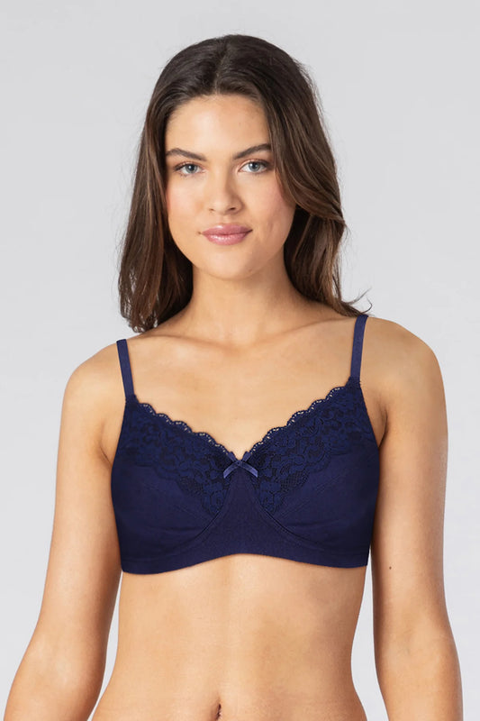 Gracie Non Wired And Non Padded Cotton Bra - Dark Blue