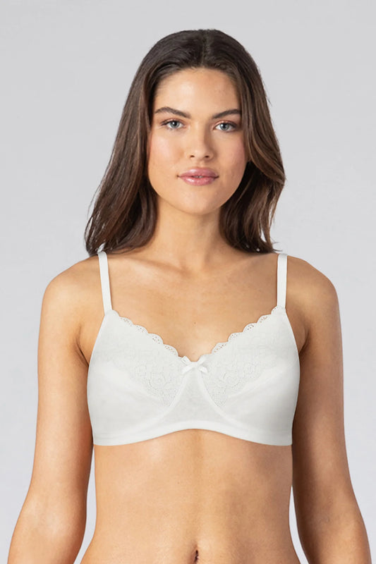 Gracie Non Wired And Non Padded Cotton Bra - White