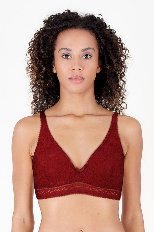 Candice Non Padded Lace Bralette - Burgundy